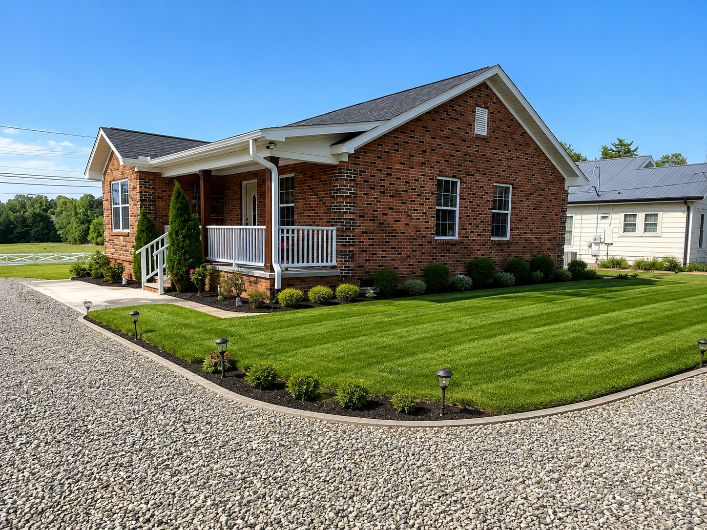 Beautiful finished lawn and landscaping