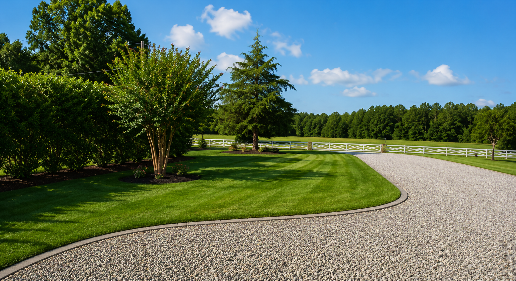 Clean driveway and maintained yard