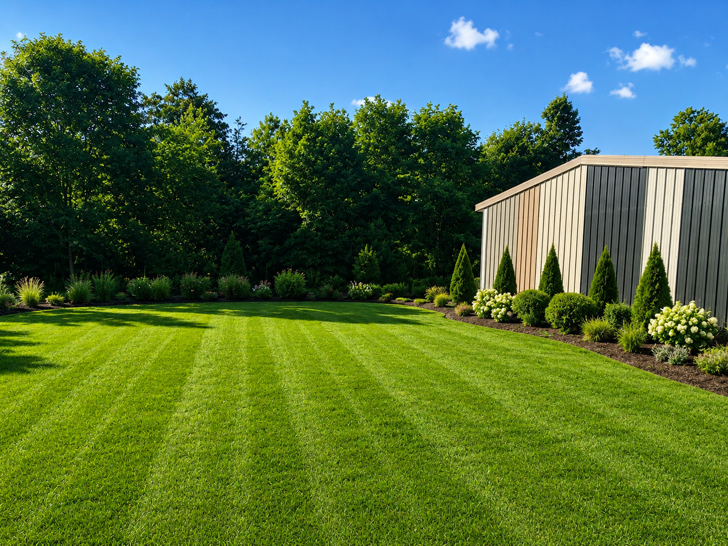 Professional landscape bed and lawn